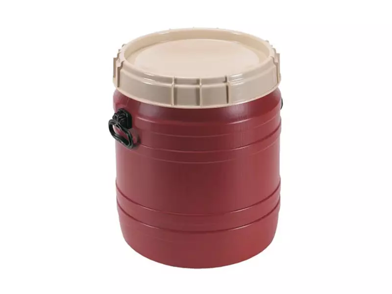 Super wijdmondvat HDPE ø410x495 mm 55 liter bruin met beige deksel
