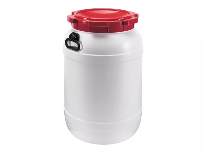 Wijdmondvat HDPE ø198x171 mm 3,6 liter wit met rode deksel