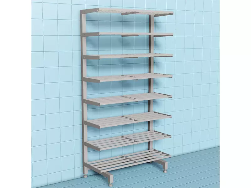 Schoenenrek vloerstaand 8 etages RVS 900x400x1710 mm