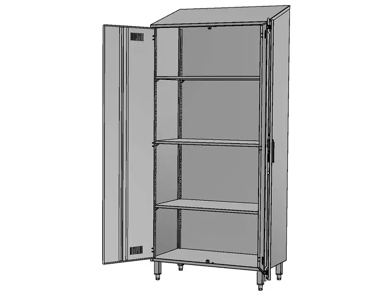 Kast RVS 2 deuren 3 legborden 950x500x1950-2148 mm