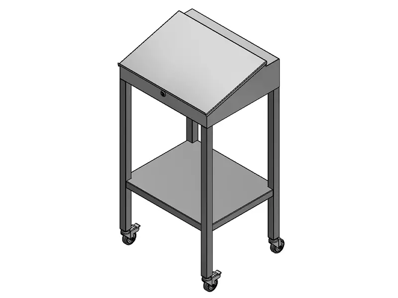 Lessenaar RVS met klepdeksel op zwenkwielen 600x500x1200 mm