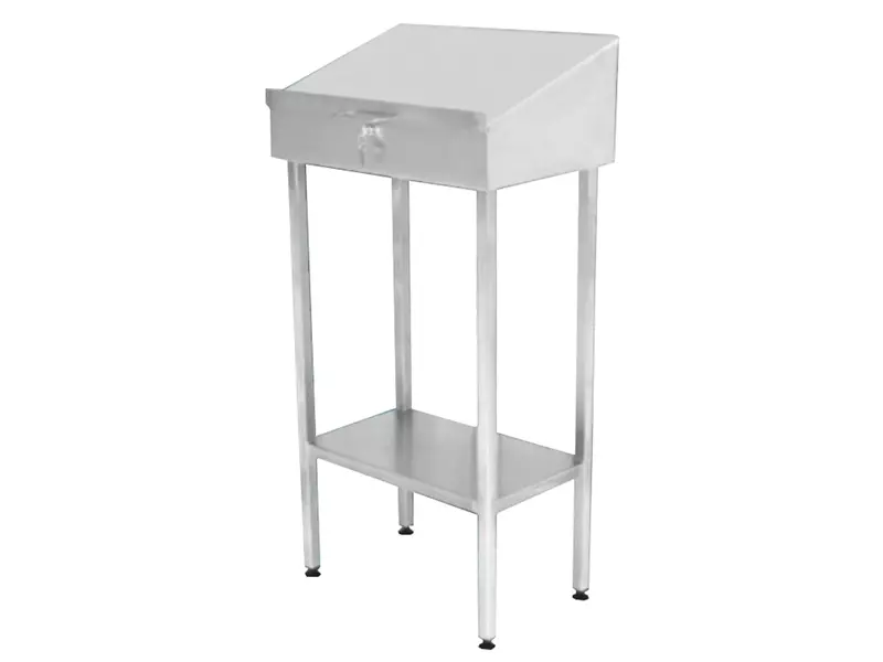 Lessenaar RVS met klepdeksel en stelvoeten 600x400x1230 mm