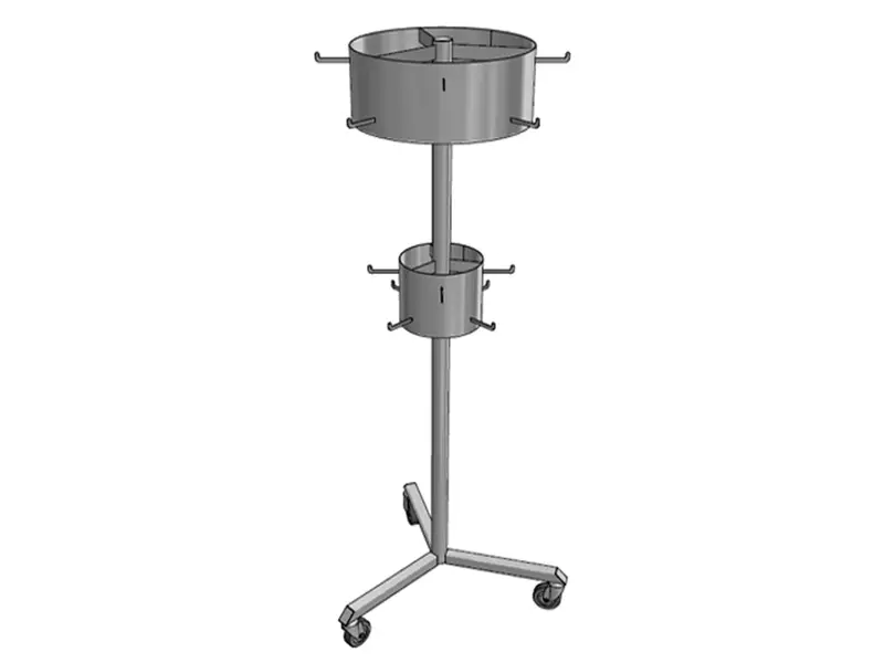 Ophangsysteem werkmaterialen mobiel RVS 3 wielen 1850 mm<linebreak>