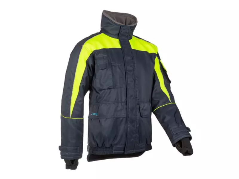 Sioen Nibas 3338A2PM1 diepvriesjas fluo geel-marineblauw