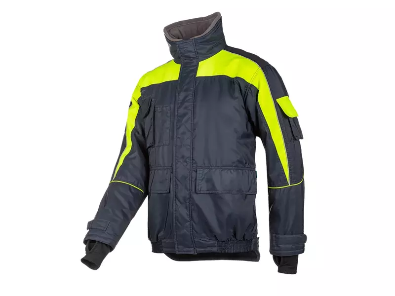 Sioen Nibas 3338A2PM1 diepvriesjas fluo geel-marineblauw
