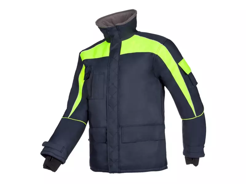 Sioen Talau 3438A2PM1 diepvriesjas fluo geel/marineblauw