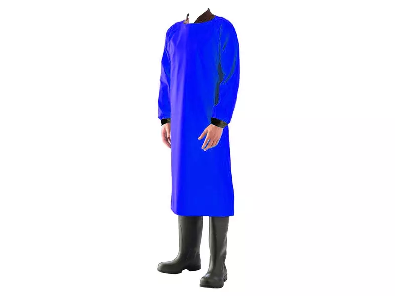 Manulatex Juliet schort PU met mouwen 400 mu blauw