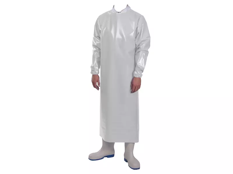 Manulatex Delta schort met mouwen PU 200 mu wit