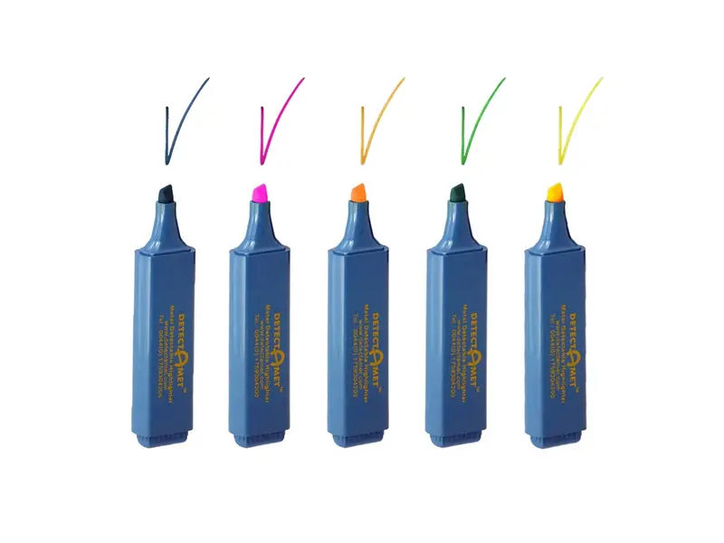 Detectamet markeerstiften detecteerbaar fluorescerende inkt set 5 stuks