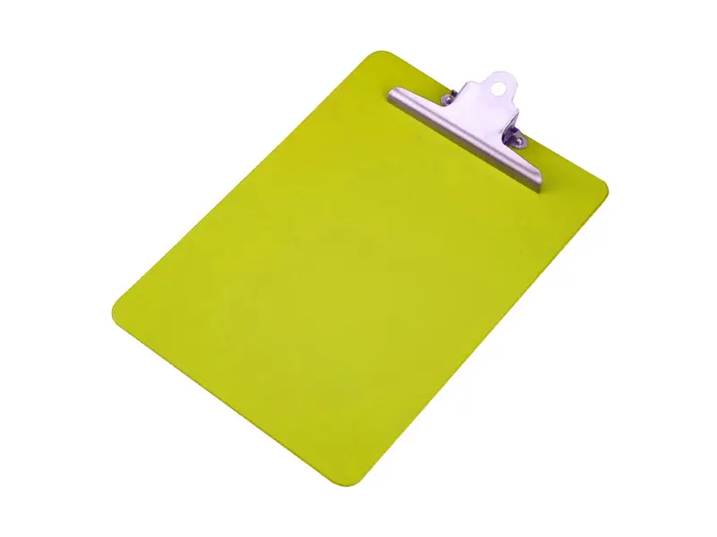 Detectamet klembord staand detecteerbaar PP zware clip RVS geel