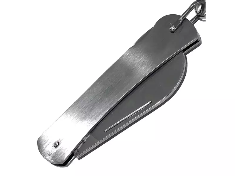 Zakmes RVS met ophangoog-keycord gebogen lemmet 65 mm
