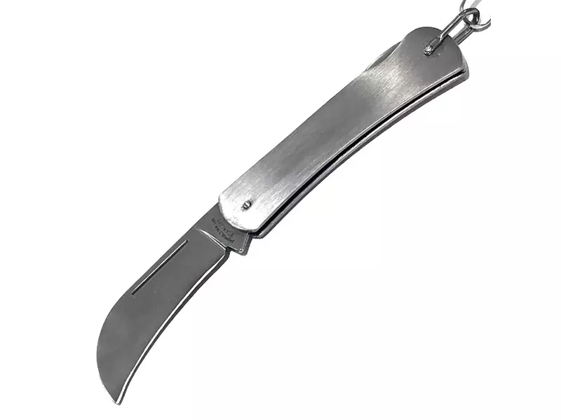 Zakmes RVS met ophangoog-keycord gebogen lemmet 65 mm