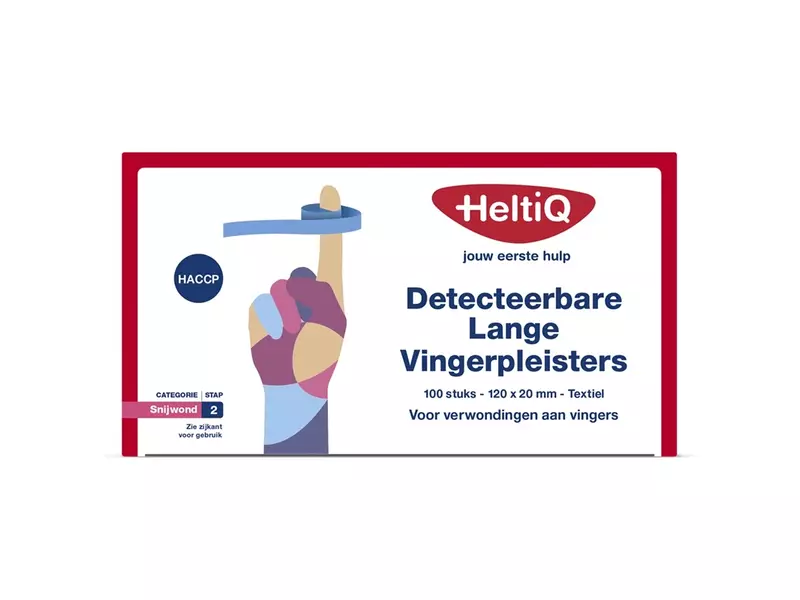 HeltiQ detecteerbare lange vingerpleisters textiel 120x20 mm