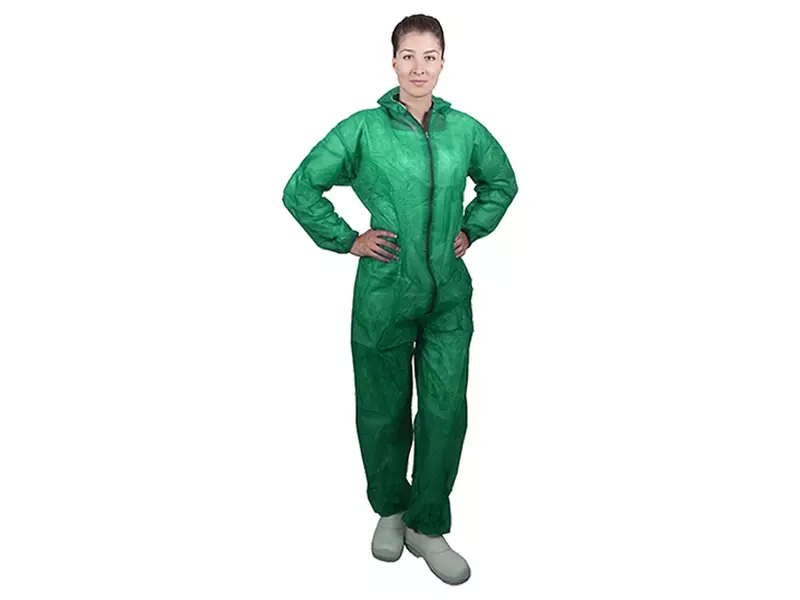 Hycare disposable overall capuchon en rits non-woven polypropyleen donkergroen