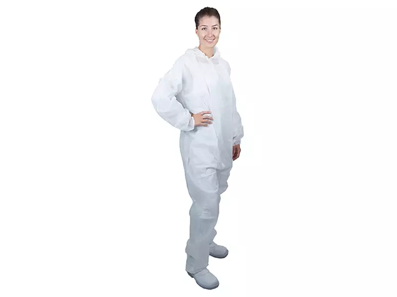 Hycare disposable overall capuchon en rits non-woven polypropyleen wit