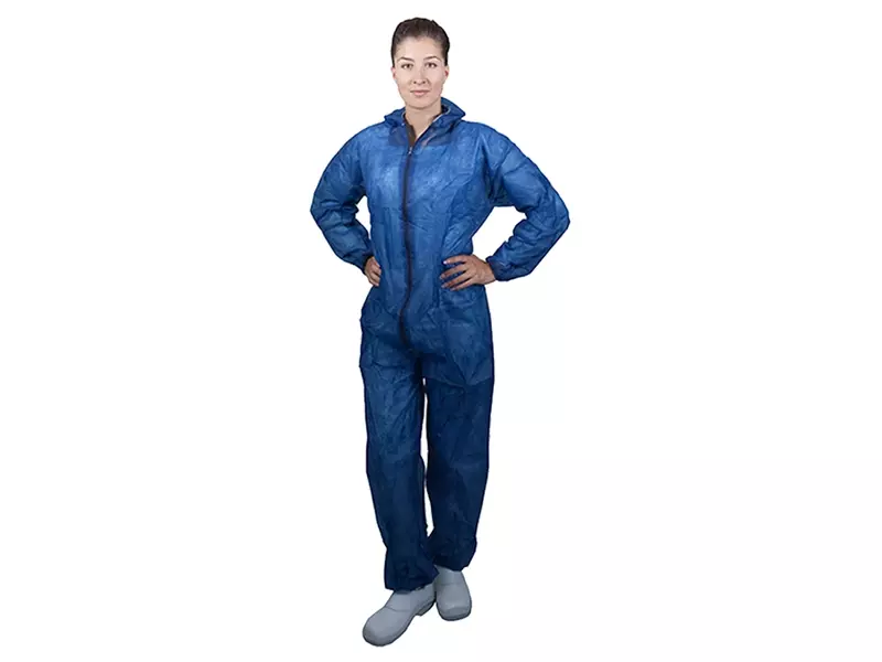 Hycare disposable overall capuchon non-woven polypropyleen met PE-coating blauw