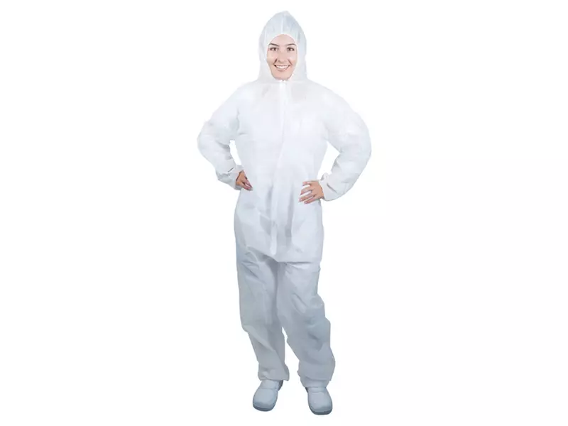 Hycare disposable overall capuchon non-woven polypropyleen met PE-coating wit
