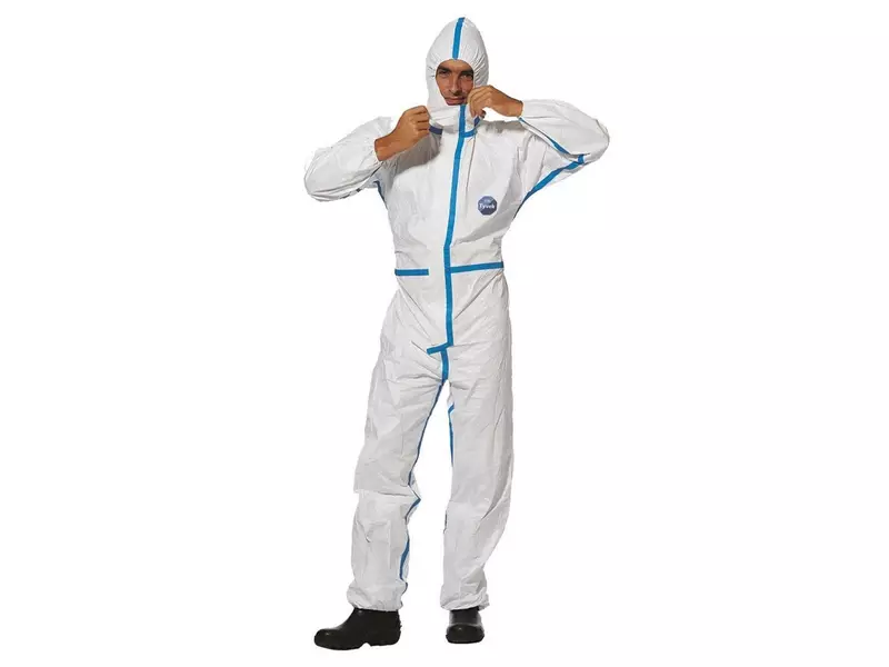 DuPont Tyvek 600 Plus wegwerpoverall met capuchon wit