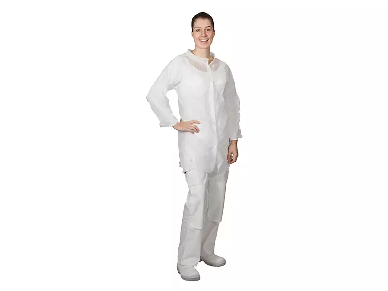 Hycare disposable bezoekersjas drukknopen non-woven polypropyleen wit
