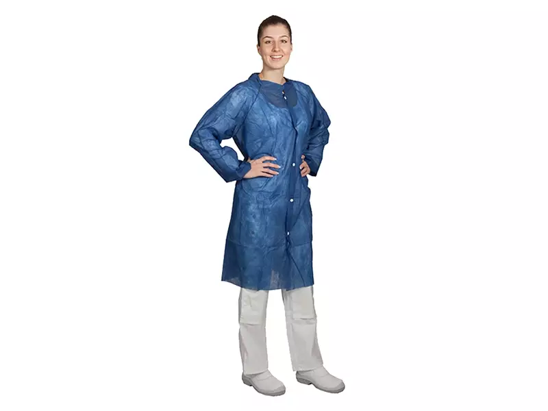 Hycare disposable bezoekersjas drukknopen non-woven polypropyleen blauw