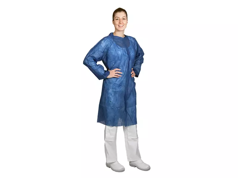 Bezoekersjas PP n-w klittenband antistatisch blauw mt 2XL