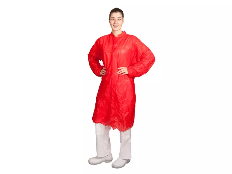 Hycare disposable bezoekersjas met klittenband non-woven polypropyleen rood