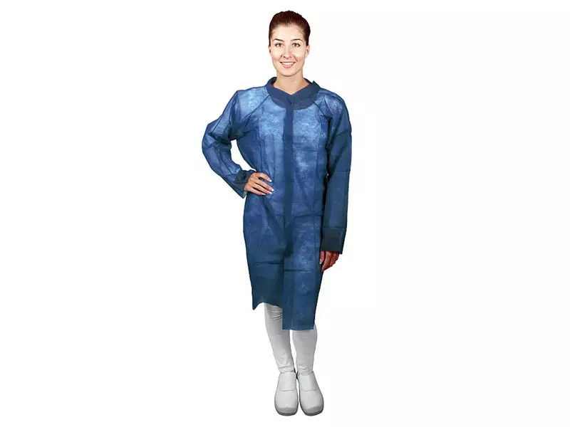 Hycare disposable bezoekersjas basic met klittenband non-woven polypropyleen blauw
