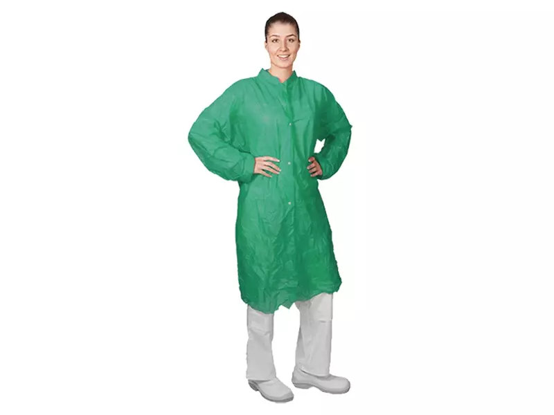 Hycare disposable bezoekersjas basic drukknopen non-woven polypropyleen groen maat 2XL