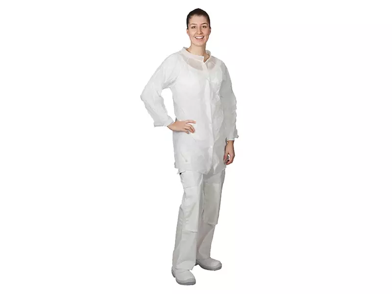 Hycare disposable bezoekersjas basic drukknopen non-woven polypropyleen wit