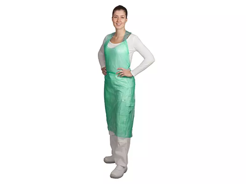 Hycare disposable scheurschort polyethyleen 80x125 cm scheurbaar op blok groen