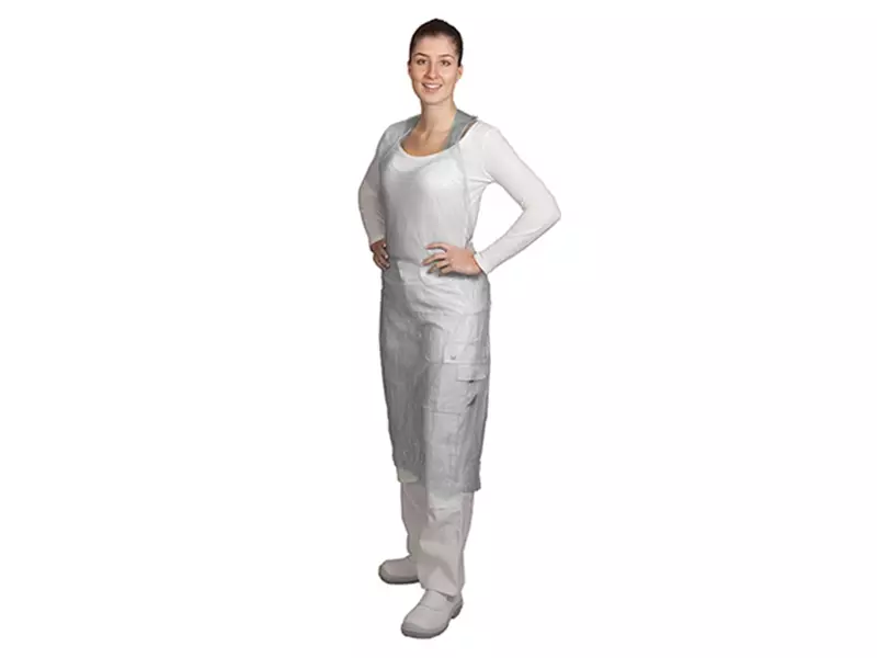 Hycare disposable scheurschort polyethyleen 80x125 cm scheurbaar op blok wit