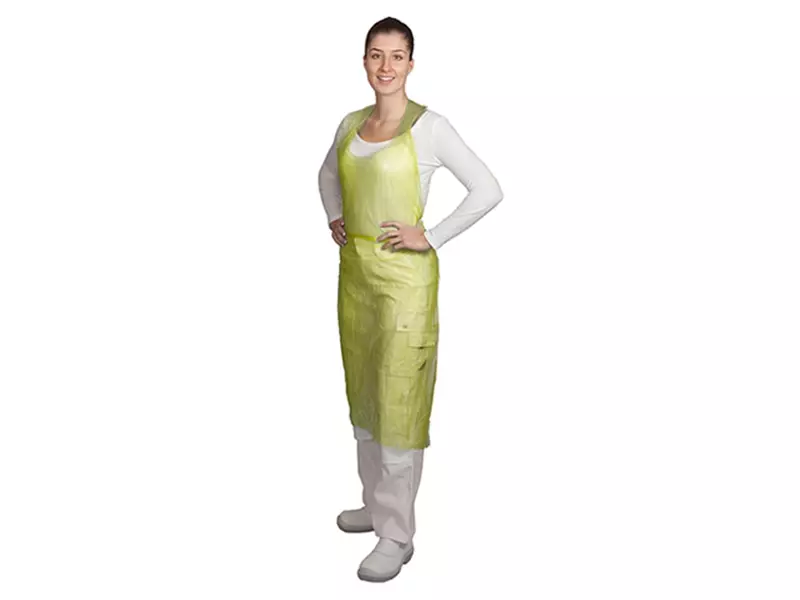 Hycare disposable scheurschort polyethyleen 80x125 cm scheurbaar op blok geel