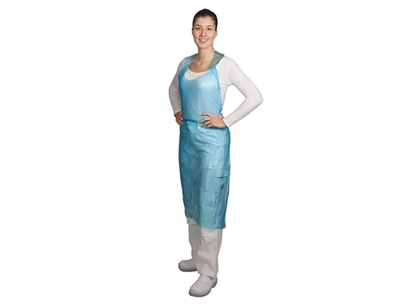 Hycare disposable scheurschort polyethyleen 80x125 cm scheurbaar op blok blauw