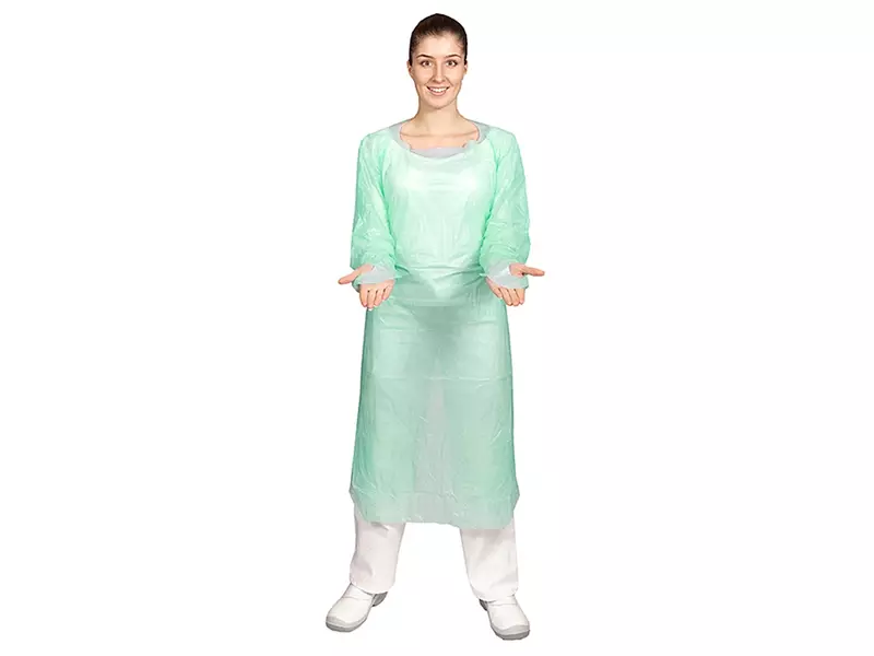 Hycare disposable schort lange mouw CPE geruwd 30 mu polyethyleen 118x190 cm groen