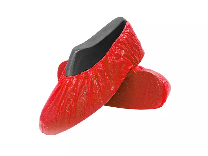 Hycare disposable overschoen geruwd 75 mu polyethyleen rood