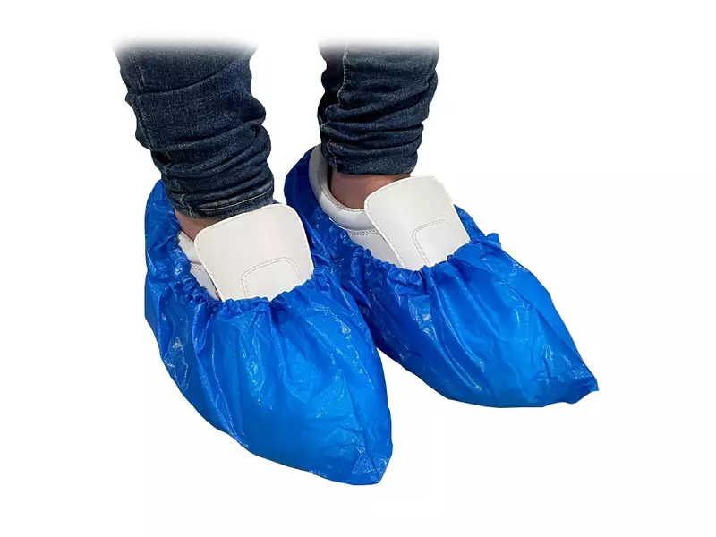 Hycare disposable overschoen met antislipzool CPE 41 x 17 cm blauw
