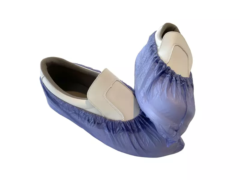 Disposable overschoen blauw 130 mu PVC 38 x 16 cm