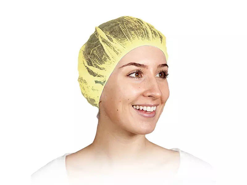 Hycare disposable haarnet roundcap non-woven polypropyleen geel