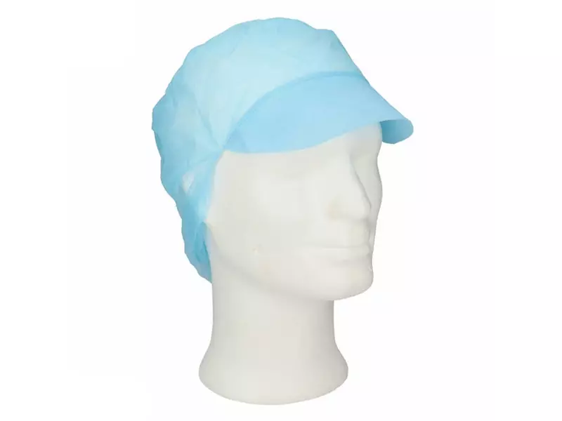 Wegwerp haarnet snood met klep non-woven polypropyleen blauw maat L