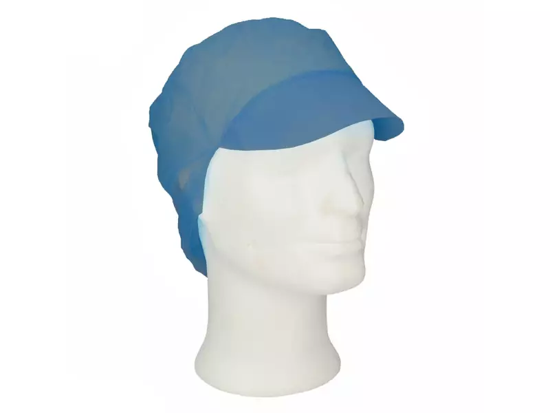 Wegwerp haarnet snood met klep non-woven polypropyleen donkerblauw maat L