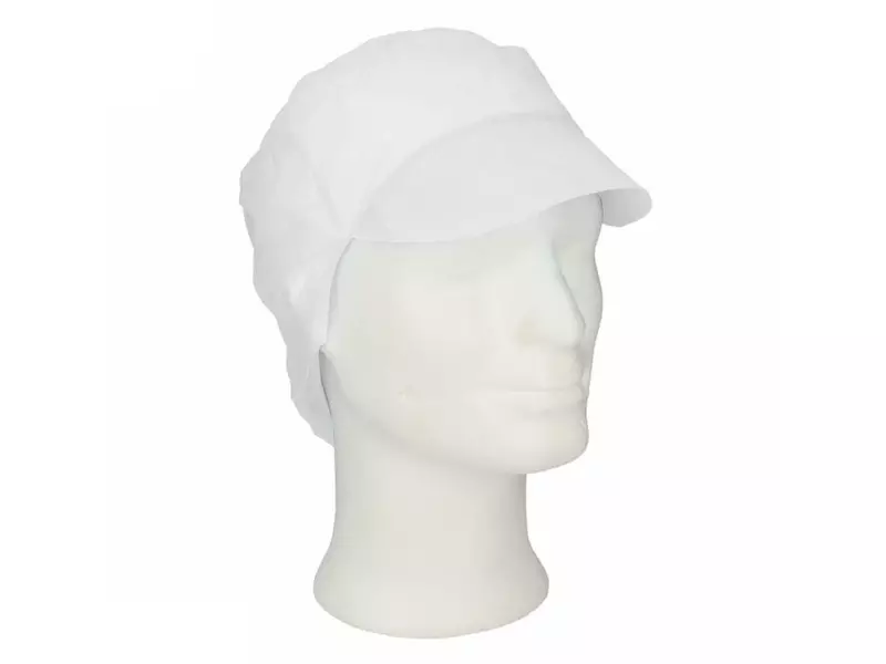 Wegwerp haarnet snood met klep non-woven polypropyleen wit maat L