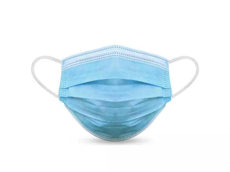 Mondmasker type IIR blauw eenmalig gebruik 3-laags non-woven polypropyleen