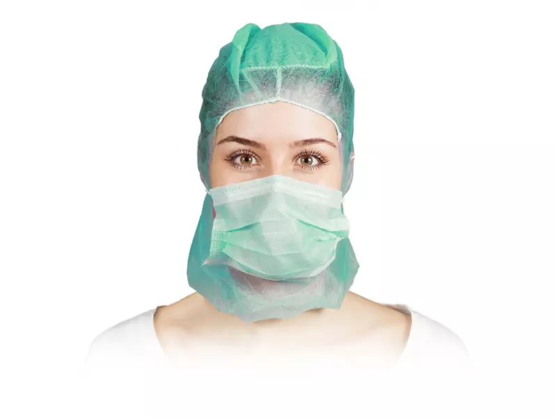 Hycare disposable astrocap 2-laags mondmasker non-woven polypropyleen groen
