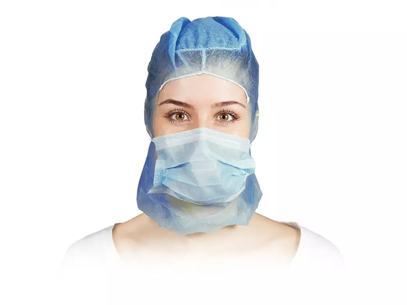 Hycare disposable astrocap 2-laags mondmasker non-woven polypropyleen blauw