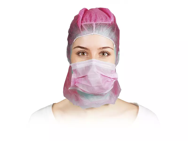 Hycare disposable astrocap 2-laags mondmasker non-woven polypropyleen roze