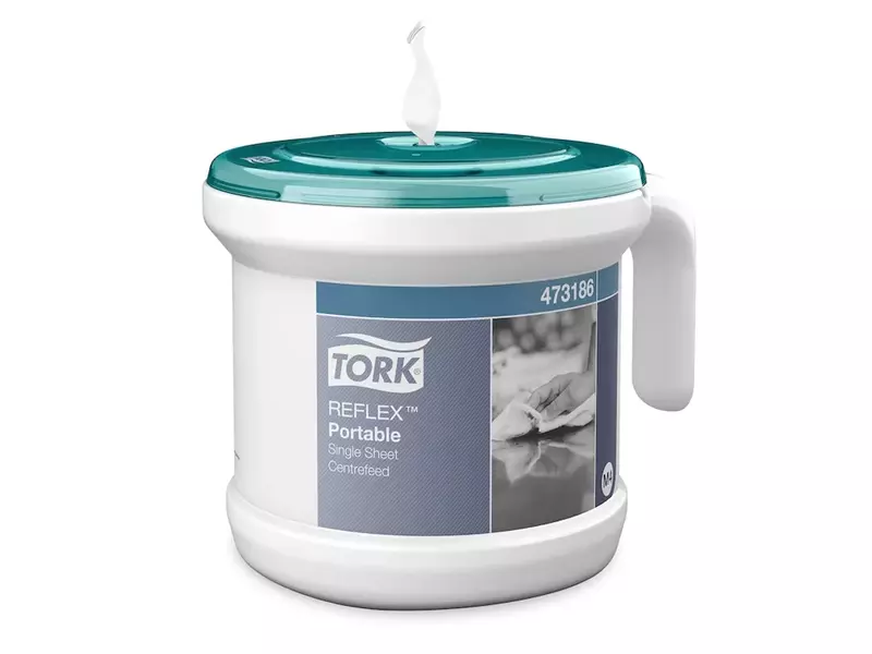 Tork 473186 Reflex vel-voor-vel poetsroldispenser draagbaar M4 wit