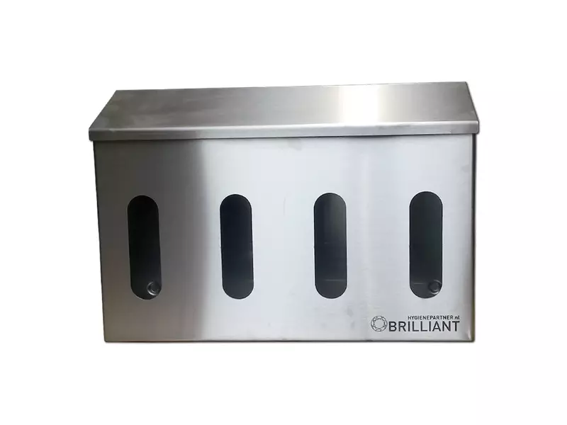 Dispenser gesloten RVS 4x dispenserdoos high risk handschoen
