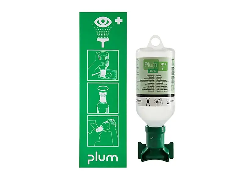 Plum 4611 oogspoelstation met oogspoelfles sodium chloride steriel 500 ml