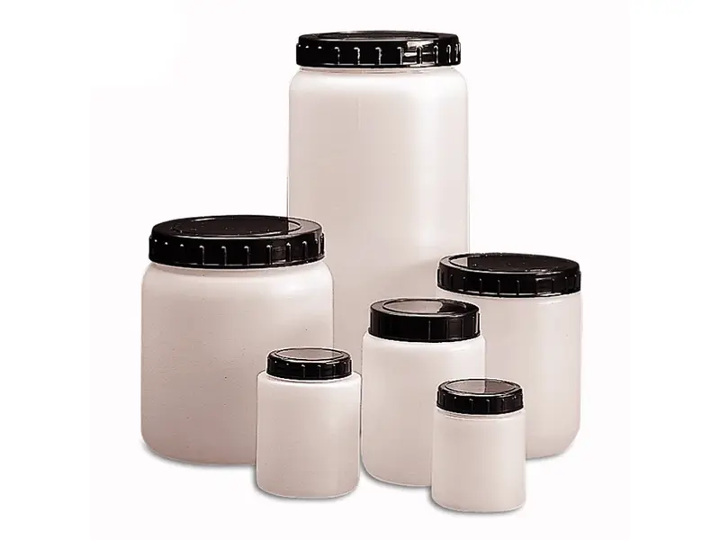 Monsterpot brede hals HDPE met schroefdop en indrukplug 2000 ml wit