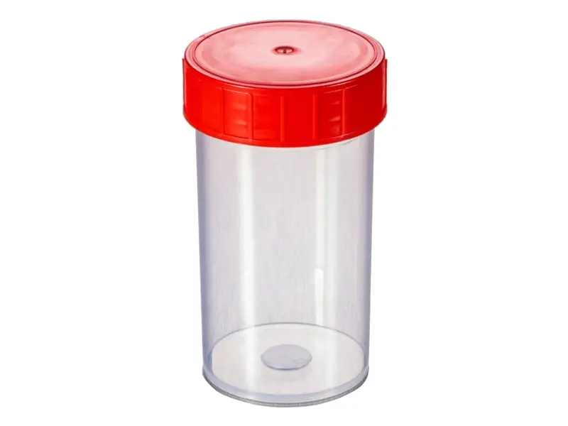 Monsterpot PP met schroefdop Ø52x102 mm 180 ml transparant rode dop